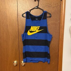 Nike Black and Blue Tank with White Logo